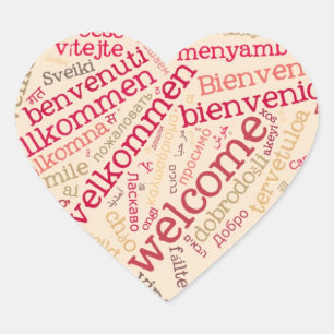 Wordcloud WELCOME Heart Sticker