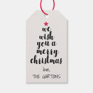 Worded Christmas Tree Personalised Gift Tags