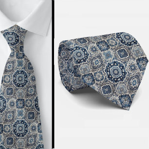 Wordly Luxury Businessman Blue Morrocan Tile Tie