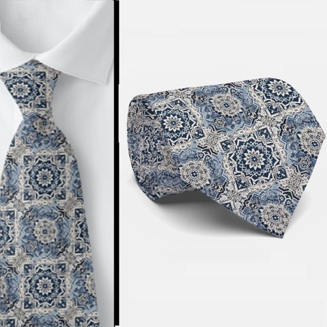 Wordly Luxury Businessman | Blue Morrocan Tile Tie (Creator Uploaded)
