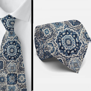 Wordly Luxury Businessman Blue Morrocan Tile Tie