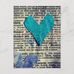 Words and Hearts Abstract Collage Postcard