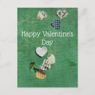 Words and Hearts Abstract Collage, Valentine's Day Postcard