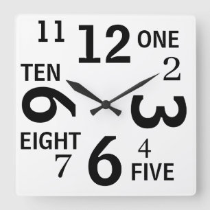 Words and Numbers Wall Clock