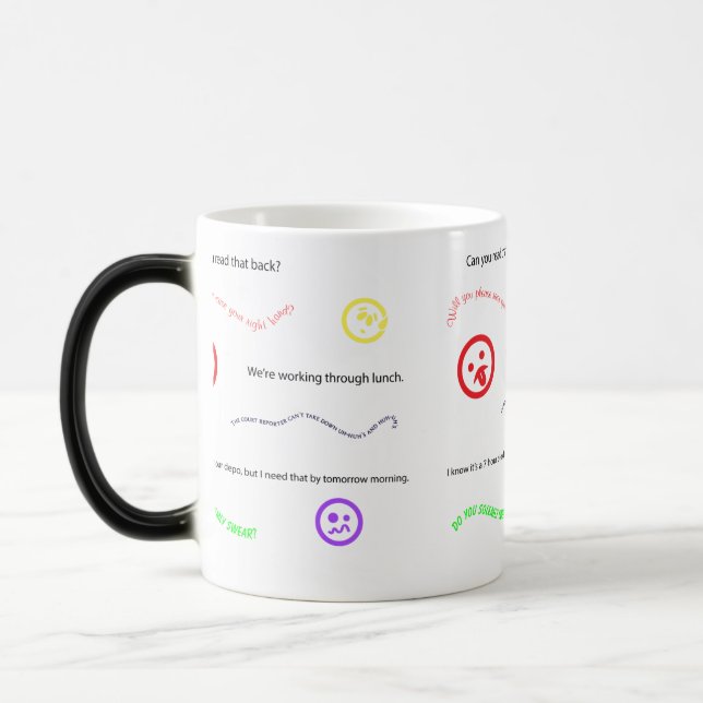 Words and Phrases in a Court Reporter's Brain Magic Mug (Left)