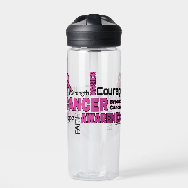 Words...Breast Cancer Water Bottle (Front)