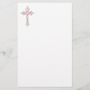 Words Christian cross Stationery