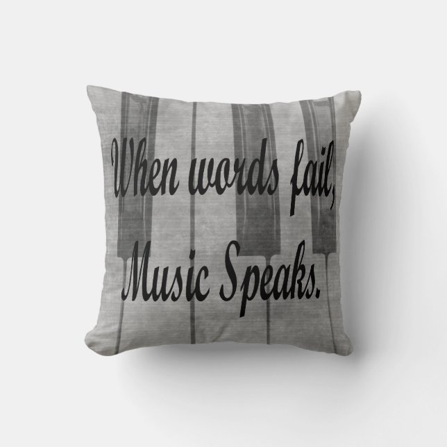 words fail piano music design cushion (Front)