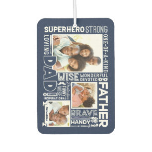 Words For #1 Dad Father's Day Photo Collage Navy Car Air Freshener