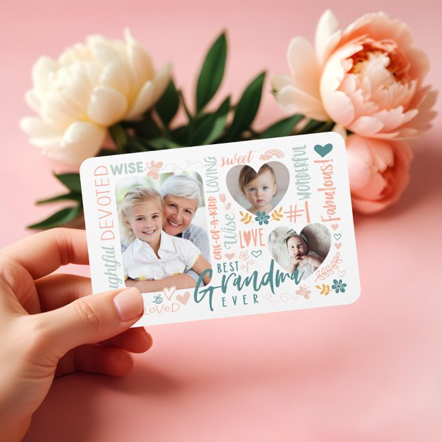 Words for Best Grandma Ever Grandkid Photo Collage Magnet (Words for Best Grandma Ever Grandkid Photo Collage Magnet)