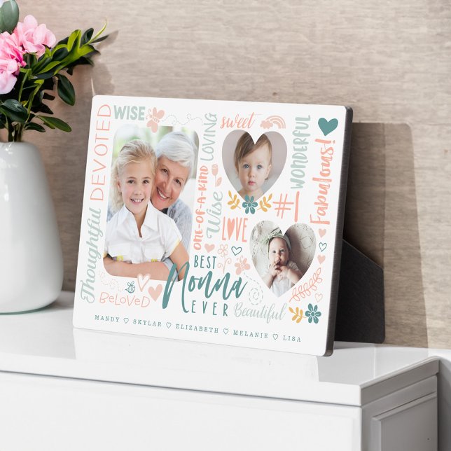 Words for Best Nonna Ever Grandkids Photo Collage Plaque (Words for Best Nonna Ever Grandkids Photo Collage Plaque)