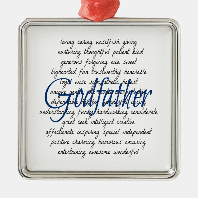 Words for Godfather Metal Tree Decoration (Front)