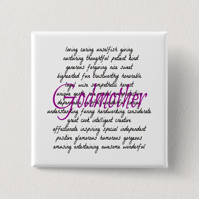 Words for Godmother 15 Cm Square Badge (Front)