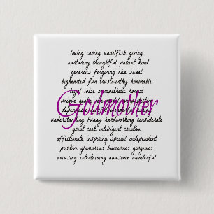Words for Godmother 15 Cm Square Badge