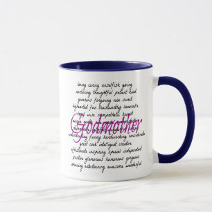 Words for Godmother With Blue Rim Mug