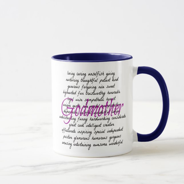 Words for Godmother With Blue Rim Mug (Right)
