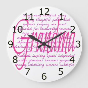 Words For Grandma Large Clock