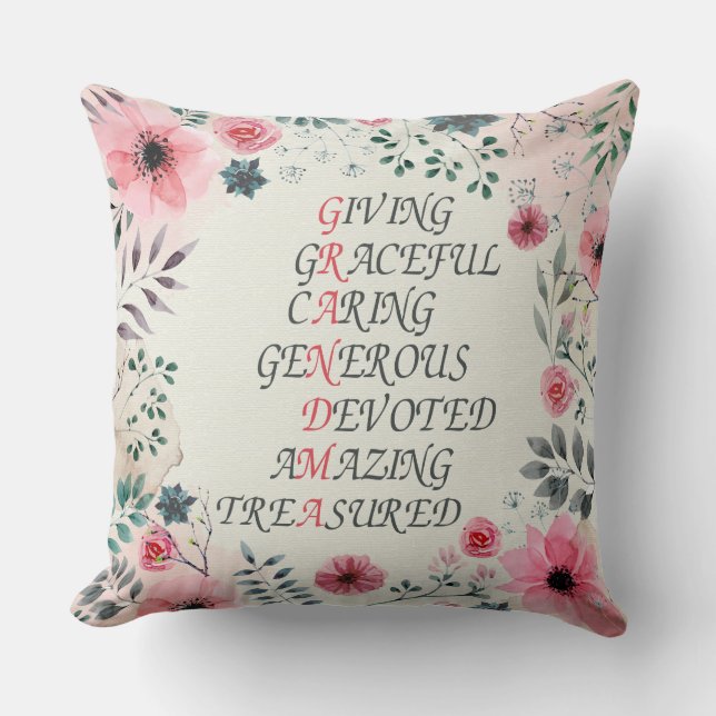 Words For Grandma Polyester Throw Pillow (Front)