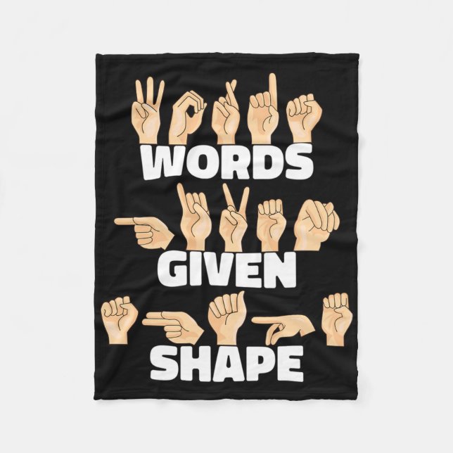 Words Given Shape Asl American Sign Language  Fleece Blanket (Front)