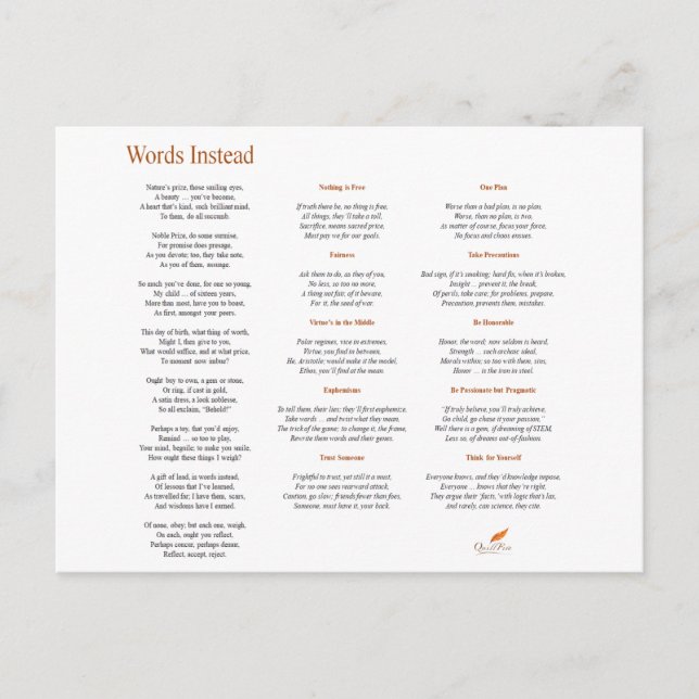 Words Instead Poem Postcard (Front)