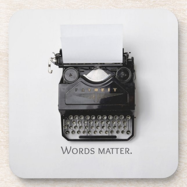Words Matter Typewriter Coaster (Front)