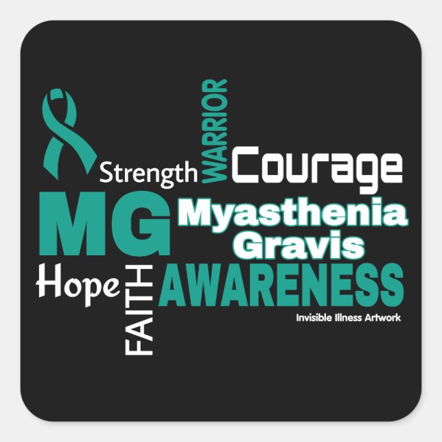 Words...Myasthenia Gravis Square Sticker (Front)