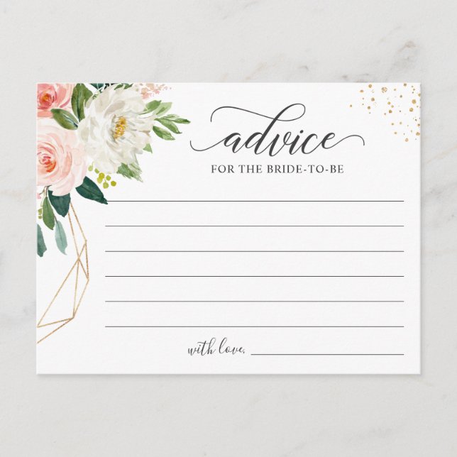 Words of Advice Card Modern Blush Pink Floral (Front)