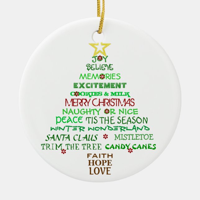 Words of Christmas Tree Ornament (Front)