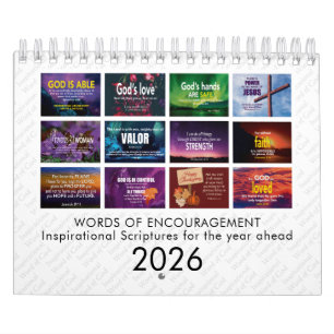 WORDS OF ENCOURAGEMENT Bible Verses Custom 2026 Calendar