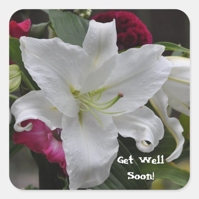 Words of Encouragement by Janz White Lily Square Sticker (Front)