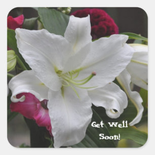 Words of Encouragement by Janz White Lily Square Sticker