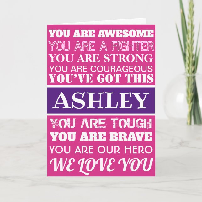 Words Of Encouragement Get Well Soon Pink & Purple Card (Front)