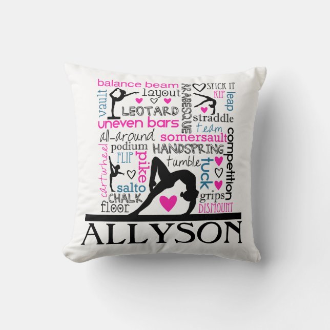 Words of Gymnastics Terminology w/ Monogram Cushion (Front)