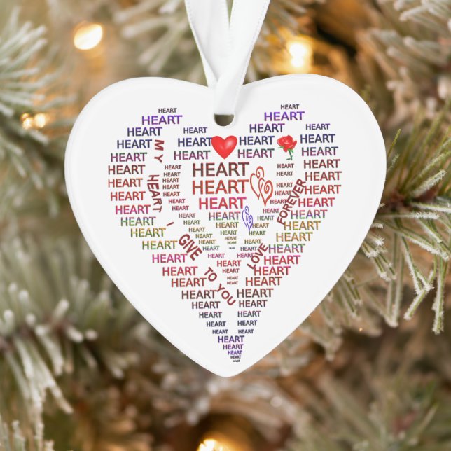 Words of Heart Acrylic Heart Ornament (Tree)