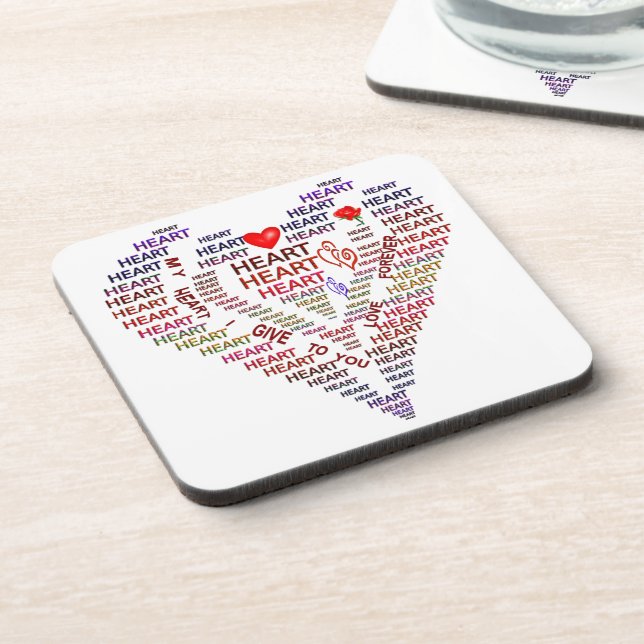 Words of Heart Hard Plastic Coasters (Left Side)