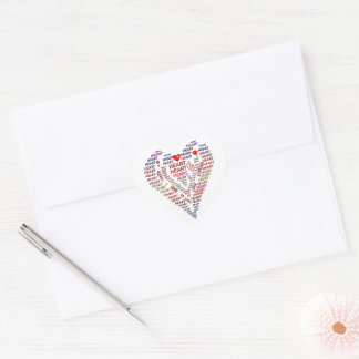 Words of Heart on Heart Stickers