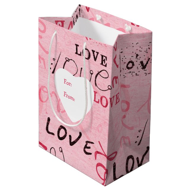 Words of Love Personalised Valentine Medium Gift Bag (Back Angled)
