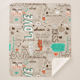 Words of Love Sherpa Blanket