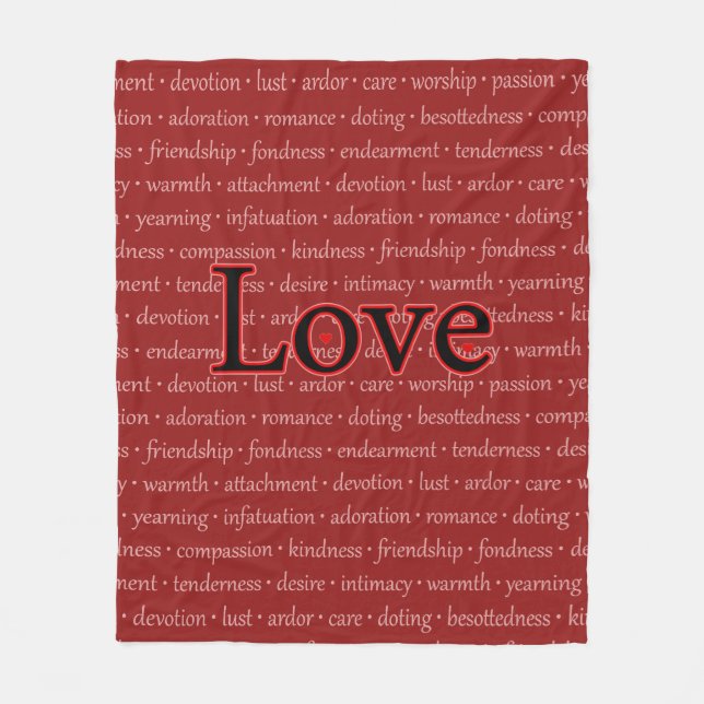 Words of Love Typography Fleece Blanket (Front)