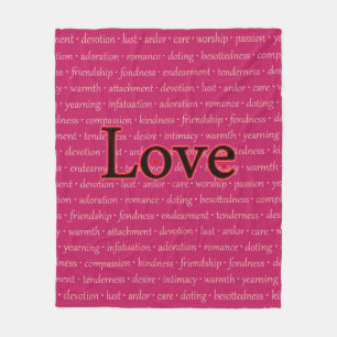 Words of Love Typography Pink Fleece Blanket