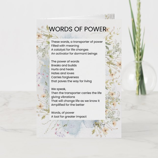 Words Of Power Uplifting Poem Poetry  Foil Greeting Card (Front)