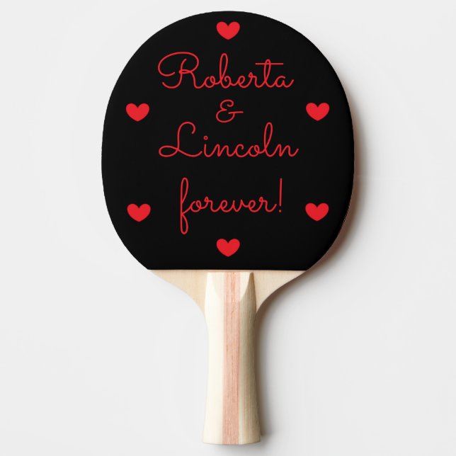 Words of Romance: Black & Red Ping Pong Paddle (Front)