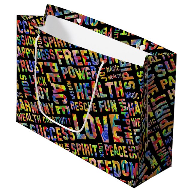 Words Of The Spirit Way / Positive Thinking 1 Large Gift Bag (Front Angled)