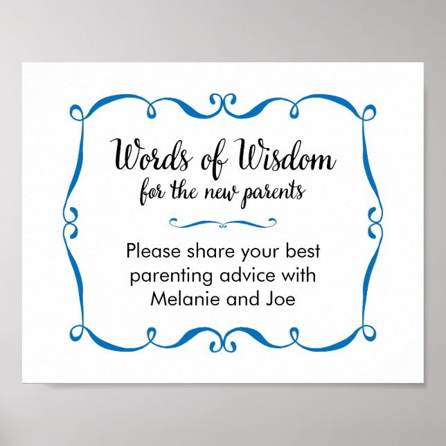 Words of Wisdom Advice for New Parents Sign (Front)