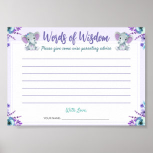 Words of Wisdom Advice Twin Girl Shower Card Poster