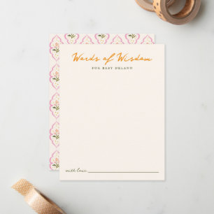 Words of Wisdom Baby Shower Advice Game Card