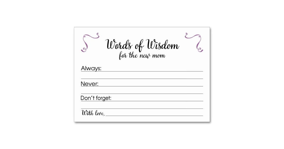Words of Wisdom Baby Shower Parenting Advice Cards ...