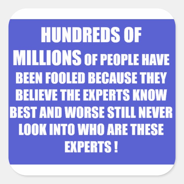 Words of wisdom blue and white square sticker (Front)