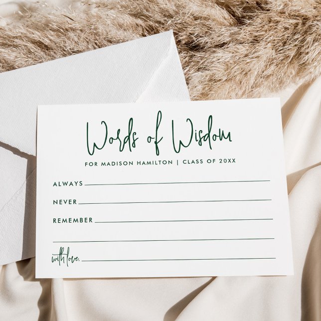 Words of Wisdom Green Graduation Advice Cards (Creator Uploaded)