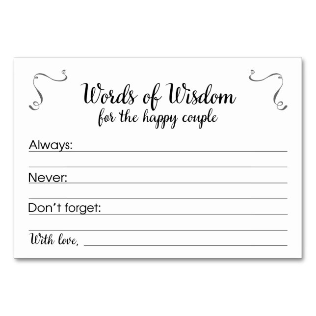 Words of Wisdom Marriage Advice Cards (Front)